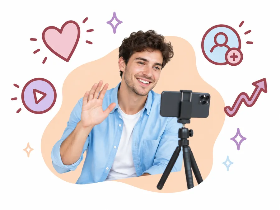Creator filming a video on his phone